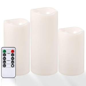 NURADA Large Waterproof Flameless Candles 6" 8" 10" x 4" - Outdoor Indoor LED Pillar…