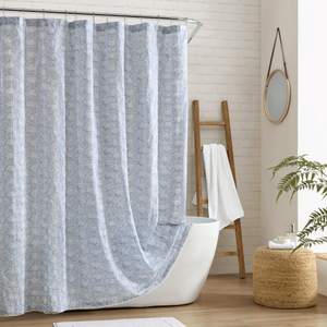 Peri Home Ikat Eyelet Cotton Shower Curtain 72 x 72 in Blue Ikat 1-Piece | Fabric…