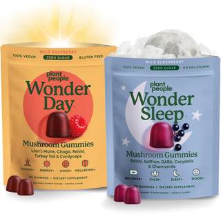 Plant People WonderDay & WonderSleep Mushroom Gummies Bundle, 60 Ct Each | Daily Energy…