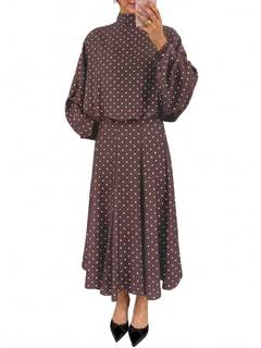 Wenrine Womens 2 Piece Outfits Polka Dots Elegant Tie Fall Maxi Skirt Sets | polka…