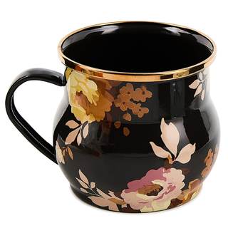 MACKENZIE-CHILDS Enamel Mug, 16 Ounces, Wild Rose Brown | Hand-applied design, made from…