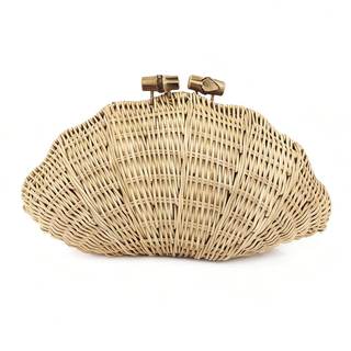 CUXVA Handwoven Shell Rattan Clutch for Women Summer Beach Straw Bags Sea Shell Clutch…