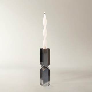 Z Gallerie Mid Mythos Mirrored Crystal Taper Holder, Graphite | Geometric Glass…