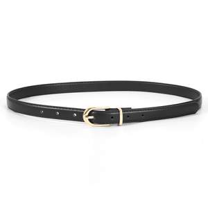 JASGOOD Womens Skinny Leather Belt Ladies Thin Faux Leather Belt with Gold/Silver Buckle…