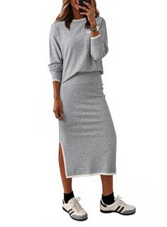Dokotoo 2 Piece Sets for Women Sweater Dress Knit Travel Outfits Winter Dresses Skirt Set…