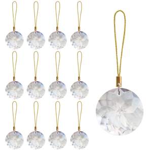 12 Pcs Crystal Glass Christmas Balls Ornaments, 1.18″ Mini Round Prism Flower Xmas Tree…