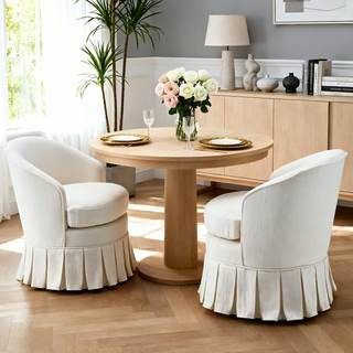 chairus Upholstered Dining Chairs Set of 2, Linen Barrel Dining Room Chairs with Pleated…