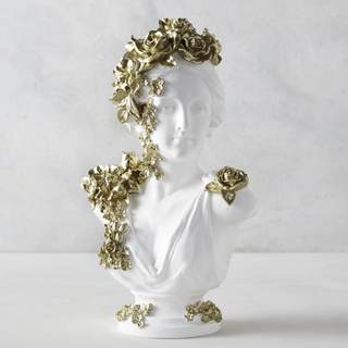 Z Gallerie White & Gold Resin Floral Bust Sculpture Decor for Home Display | Elegant…