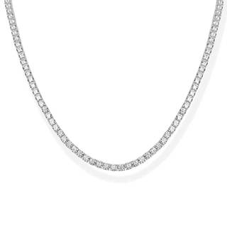 PAVOI 14K Gold Plated 3mm Simulated Diamond Tennis Necklace – Chunky Long Necklace for…