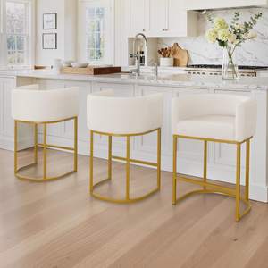 LUE BONA Counter Height Bar Stools Set of 3, Modern Barrel Counter Stools with Backrest…