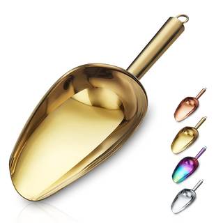 Berglander Stainless Steel Gold Ice Scoop 6 OZ, Titanium Golden Plating Metal Ice Scooper…
