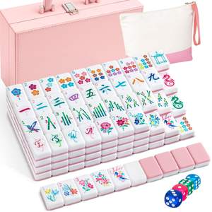 Soulchen 1.2 Inch Acrylic Pink American Mahjong Set 168 Blossom Numbered Tiles, Tiles Bag…