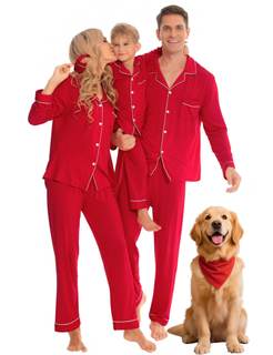 SWOMOG Family Christmas Pajamas Set Long Sleeve Sleepwear Sets Button Down Loungewear Set…