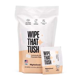 Wipe That Tush On-The-Go Flushable Wipes, 1 Pack of 30, Fragrance Free | Individually…
