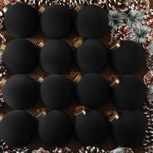 Liliful 15 Pcs Velvet Christmas Balls Bulk Flocked Christmas Tree Ball Ornaments Plastic…