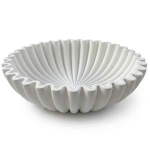 OAKOA White Decorative Bowl - Catch All Bowl - Scalloped Bowl - Ruffle Bowl