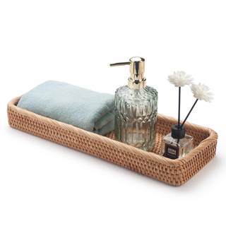 Rattan Bathroom Vanity Trays Toilet Tank Baskets Long Narrow Hand Towel Storage Basket…