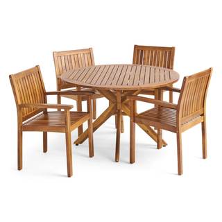 Christopher Knight Home Kally Outdoor Five Piece Acacia Dining Set, Teak Finish