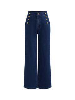 CIDER Womens Wide Straight Leg Jeans Denim Casual Business Button Pants | High…