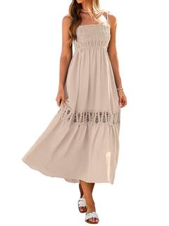 Glamaker Women's Summer Crochet Lace Maxi Dress 2026 Spaghetti Strap Smocked Flowy Beach…