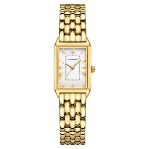 Gold Watches for Women with Vintage Rectangular Case,White Roman Dial,Stainless Steel…