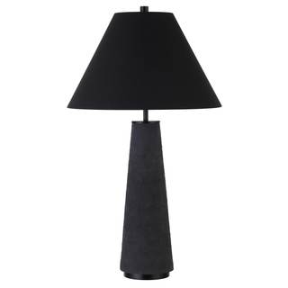Henn&Hart 28" Transitional 1-Light Table Lamp, Flat Black | Tapered ceramic base with…